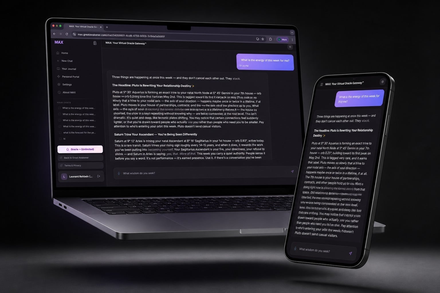 MAX running on a laptop and a phone, side by side